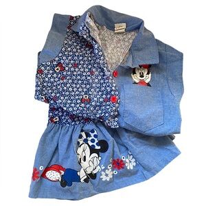 Vintage Disney Mickey’s Stuff for Kids denim floral Minnie set size medium 7-8
